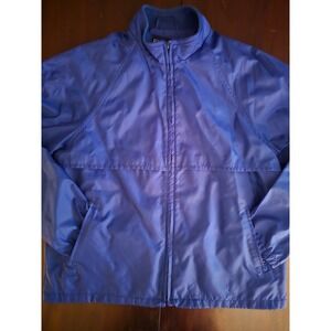 Lands End Womens Blue Nylon Mesh Lined Full Zip Windbreaker Jacket M 10-12